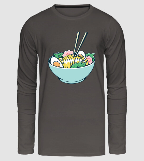 Paste Ramen model gri închis pe tricou