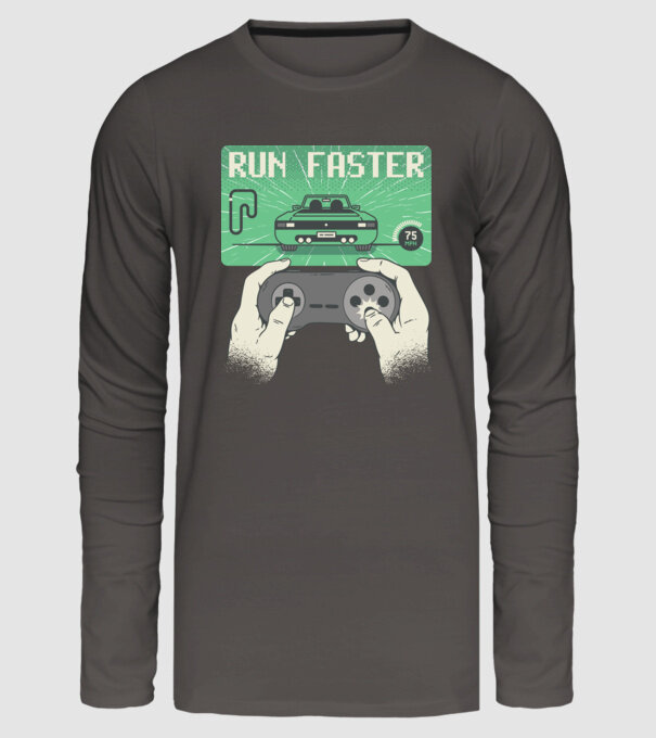 Retro gamer Outrun model gri închis pe tricou