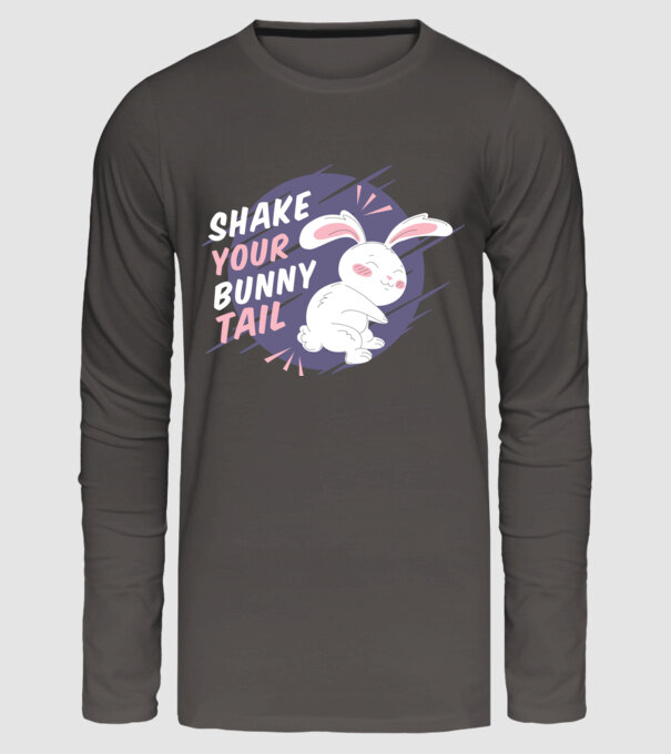 Shake your bunny tail model gri închis pe tricou