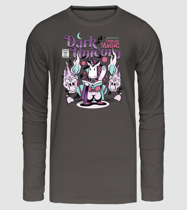 Magie neagră Unicorn model gri închis pe tricou