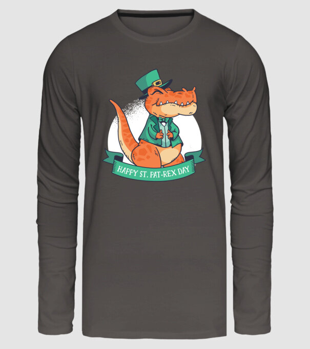 Dinozaur Sfântul Patrick model gri închis pe tricou