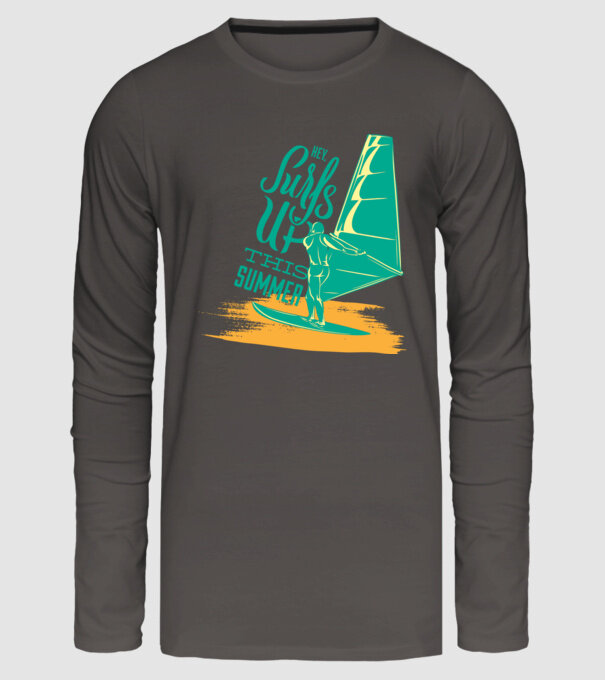 Surfs up this summer model gri închis pe tricou