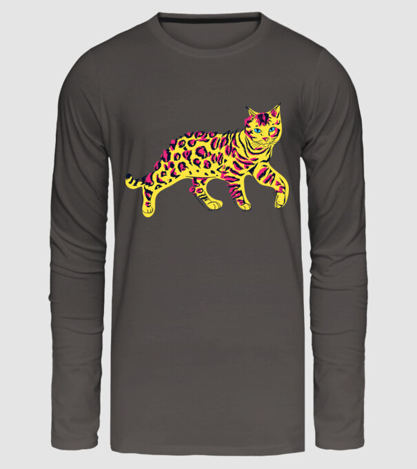 Pisică Abstract colorat model gri închis pe tricou