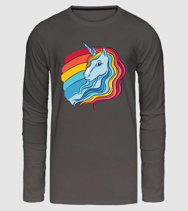 Unicorn cu Curcubeu model gri închis pe tricou