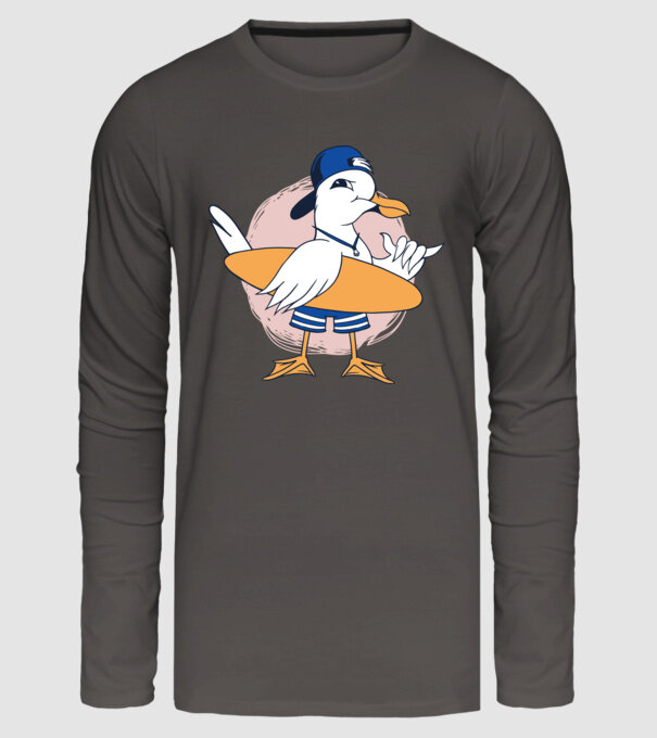Pescăruș Surfing model gri închis pe tricou