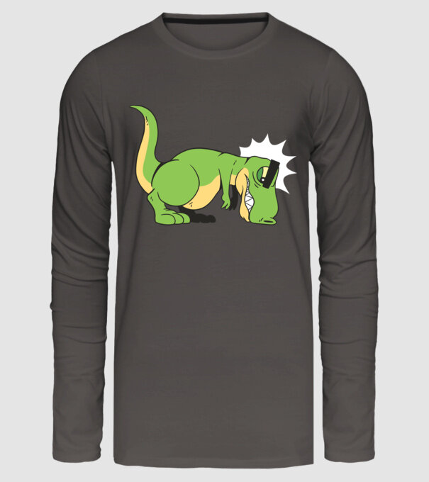 T-rex Push-up model gri închis pe tricou