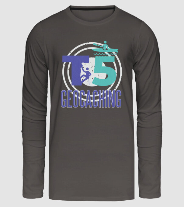 T5 Geocaching model gri închis pe tricou