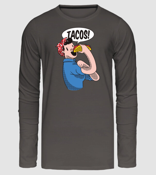 Tacos feminism model gri închis pe tricou