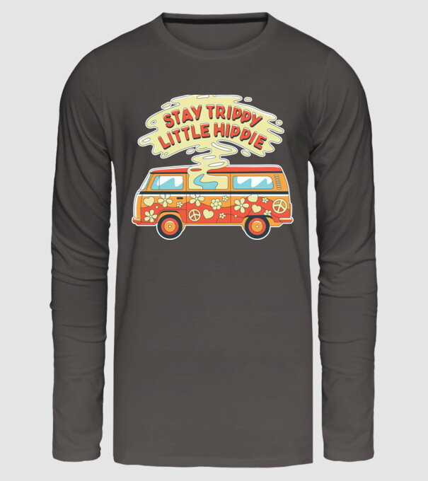 Trippy Microbuz Hippi model gri închis pe tricou