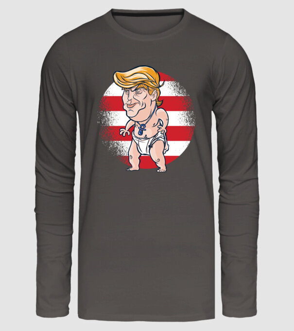 Trump Baby tricou amuzant model gri închis pe tricou