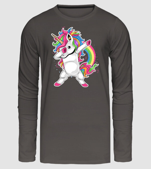 Unicorn Dab model gri închis pe tricou