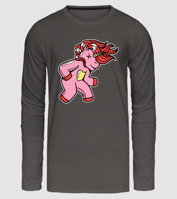 Unicorn model gri închis pe tricou