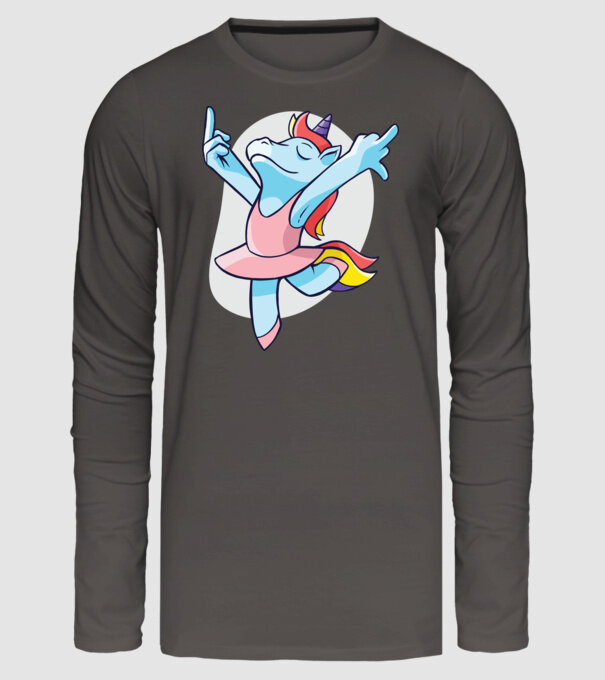 Unicorn Balet dans model gri închis pe tricou