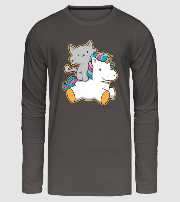 Unicorn Cu pisică model gri închis pe tricou