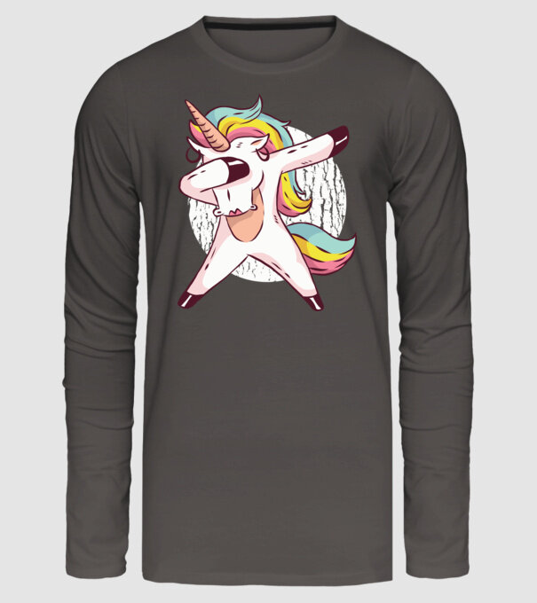 Unicorn DAB model gri închis pe tricou