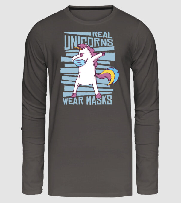 Unicorn DAB Mască model gri închis pe tricou