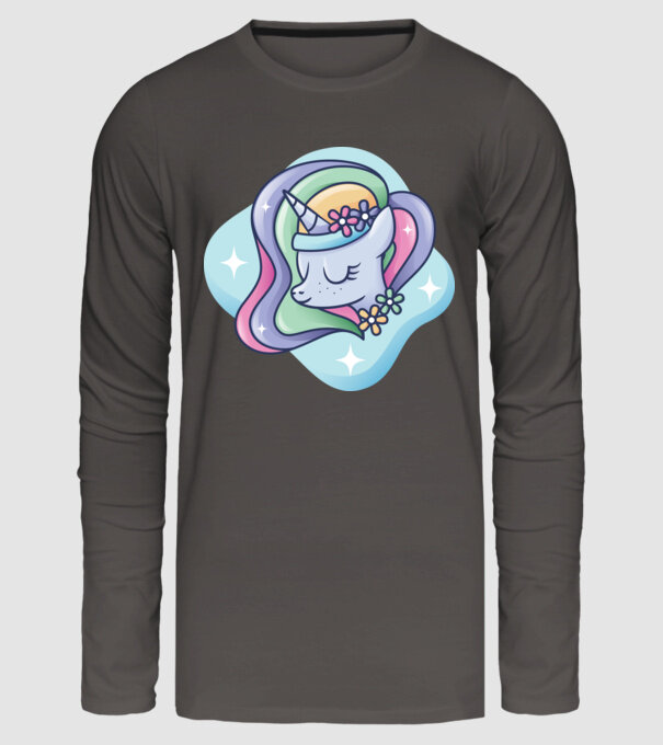 Cap de unicorn model gri închis pe tricou