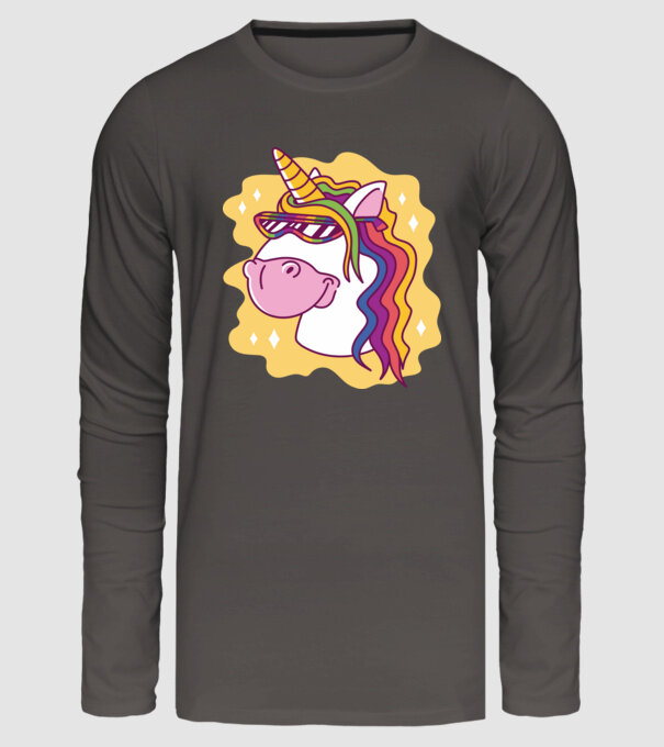 Cap de unicorn model gri închis pe tricou