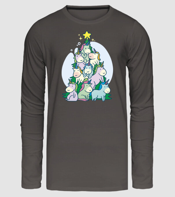 Unicorn pom de Crăciun model gri închis pe tricou