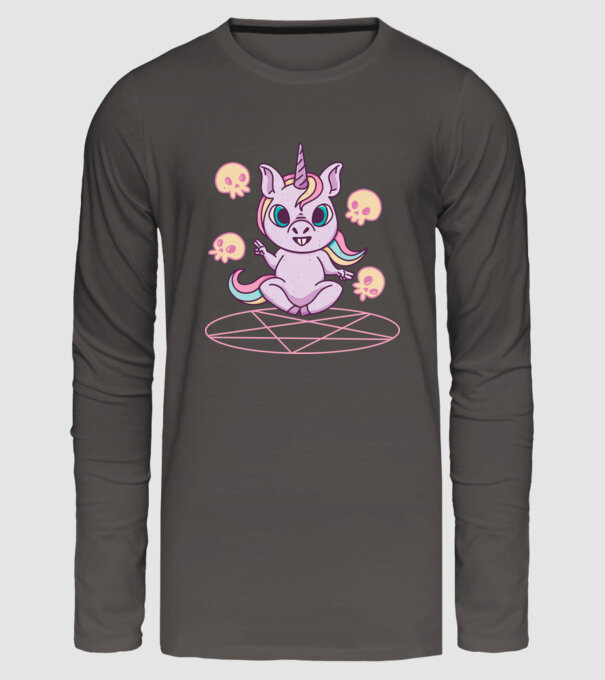 Unicorn invocare model gri închis pe tricou