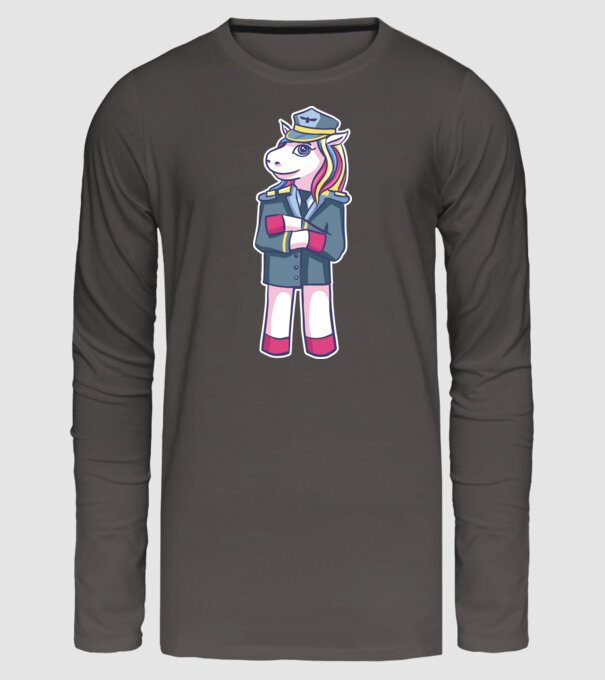 Unicorn Pilot model gri închis pe tricou