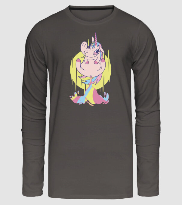 Bășină Unicorn model gri închis pe tricou
