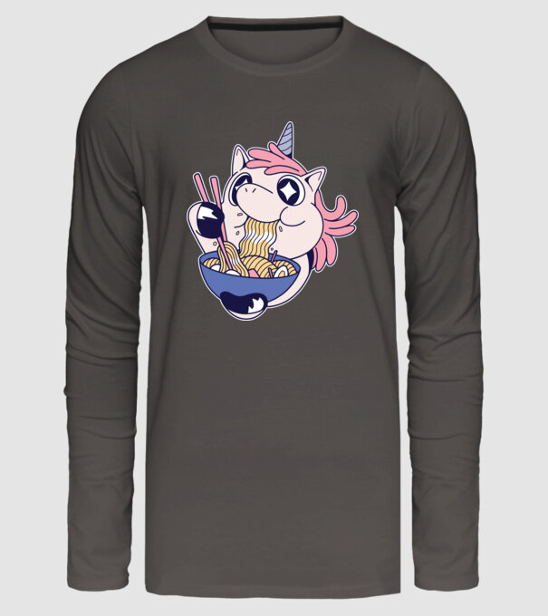 Unicorn Ramen model gri închis pe tricou