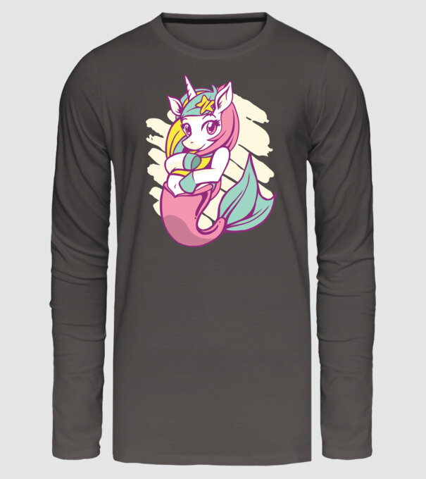 Unicorn Sirenă model gri închis pe tricou