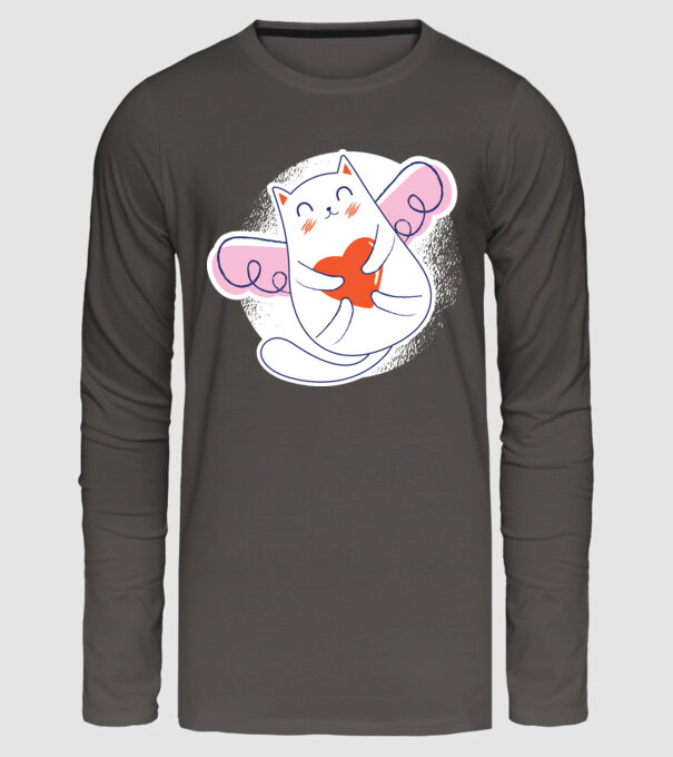 Pisică Valentin model gri închis pe tricou