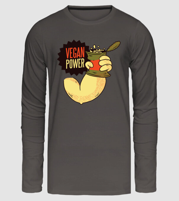 Putere vegan model gri închis pe tricou