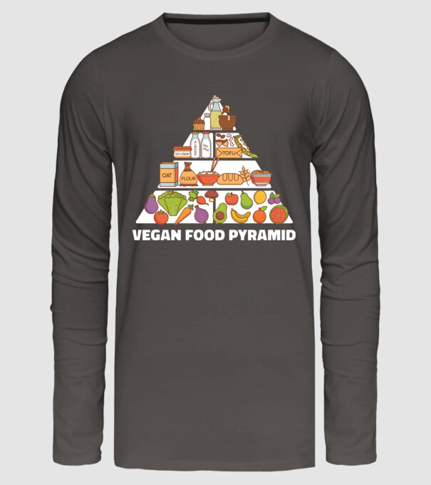 Piramidă vegan model gri închis pe tricou
