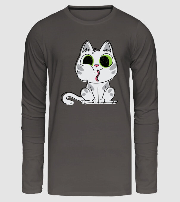 Pisicuță amuzantă model gri închis pe tricou