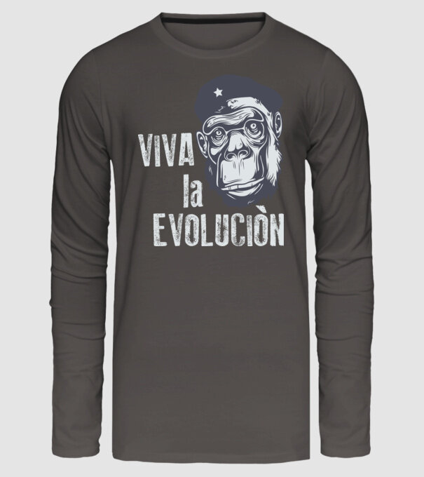 Viva La Evolucion model gri închis pe tricou