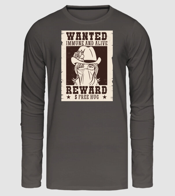 Afiș Wanted - Îmbrățișări gratuite model gri închis pe tricou