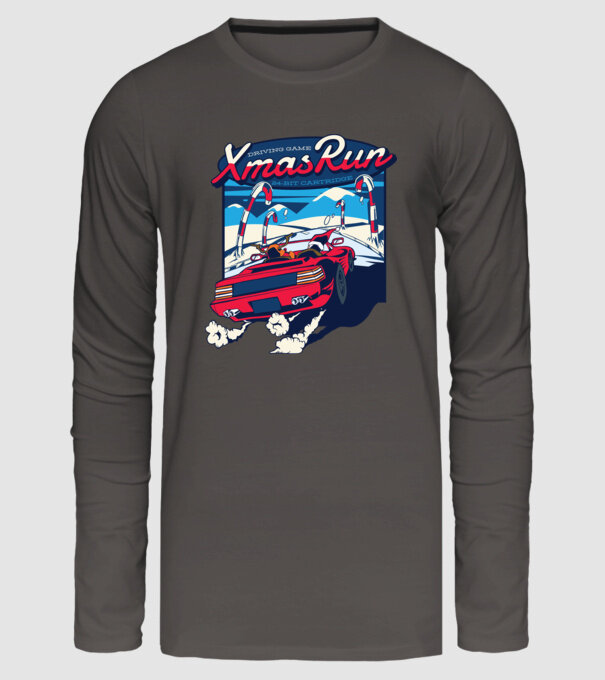 Xmas Outrun Retro Jucărie Crăciun model gri închis pe tricou