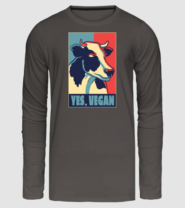 Yes, Vegan model gri închis pe tricou