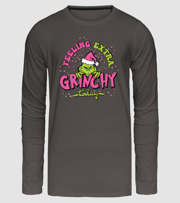 Feeling extra Grinchy today model gri închis pe tricou