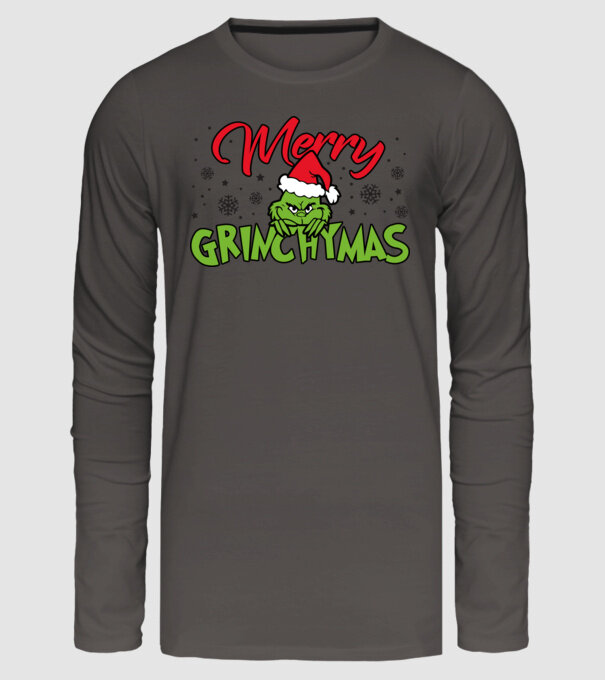Merry Grinchymas - Grinch model gri închis pe tricou