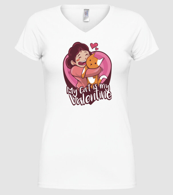 'Pisica mea este dragostea mea Tricou drăguț pentru Valentine''s Day' model alb pe tricou