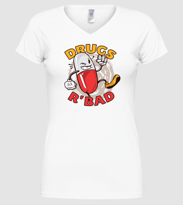 Drogurile sunt rele model alb pe tricou