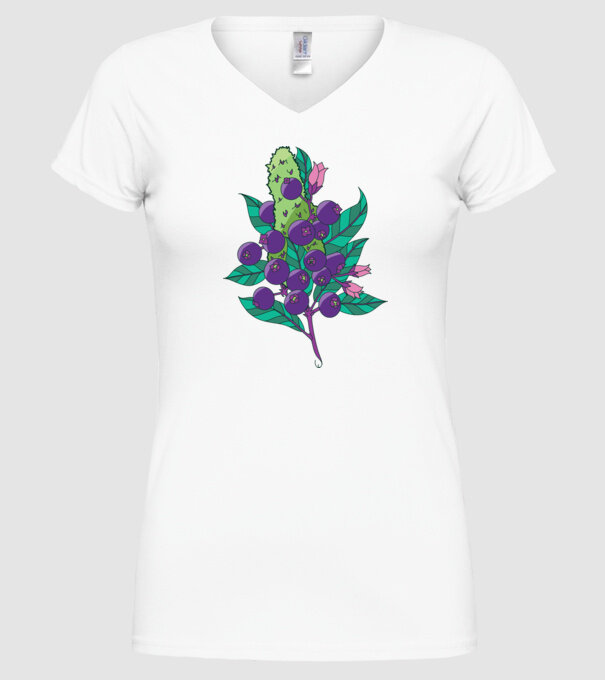Arbust de afine model alb pe tricou