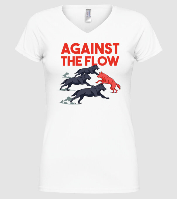 Against the flow - Împotriva curentului model alb pe tricou
