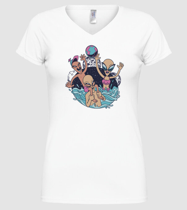 Alien Familie ștrand model alb pe tricou
