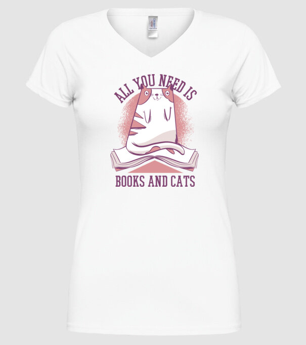All You Need Is Books And Cats model alb pe tricou