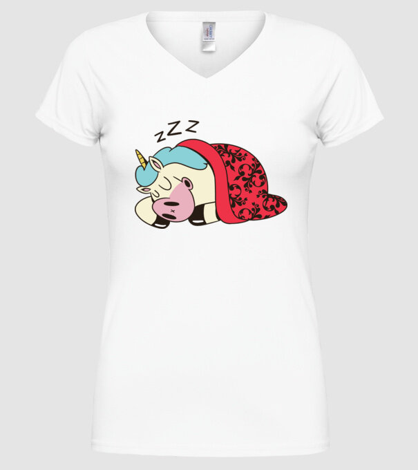 Unicorn adormit model alb pe tricou