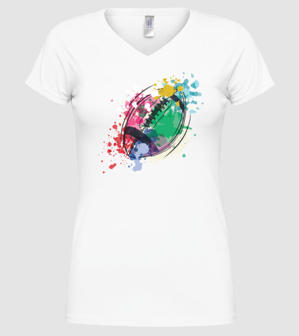 Fotbal american Acuarelă model alb pe tricou