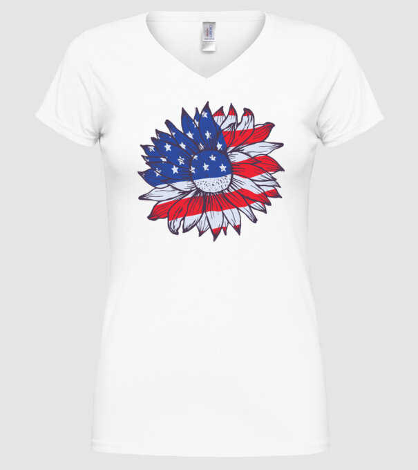 Floarea-soarelui americană Usa Sunflower model alb pe tricou