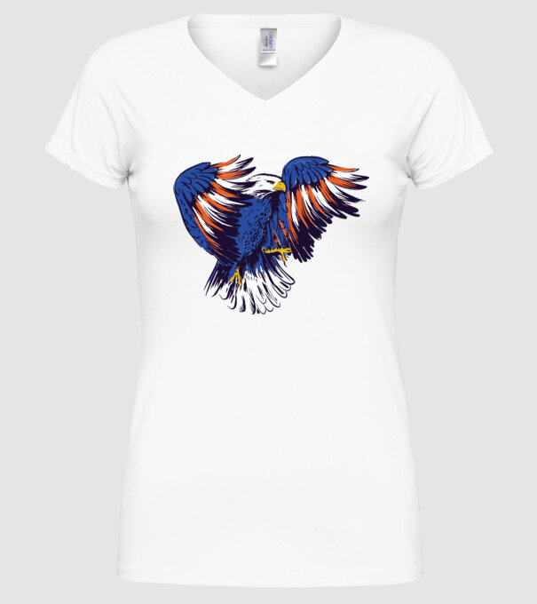 Vultur American model alb pe tricou