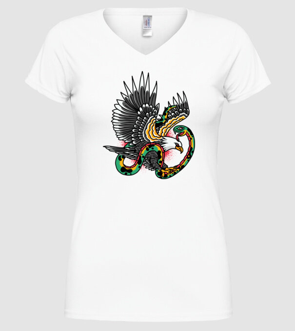 Vultur American model alb pe tricou