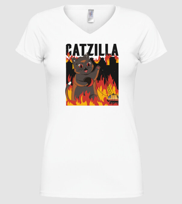 Anime Catzilla model alb pe tricou